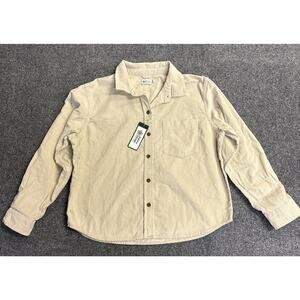 NWT Alpine Design Women’s Med Beige Corduroy Button Down Shirt Organic Cotton
